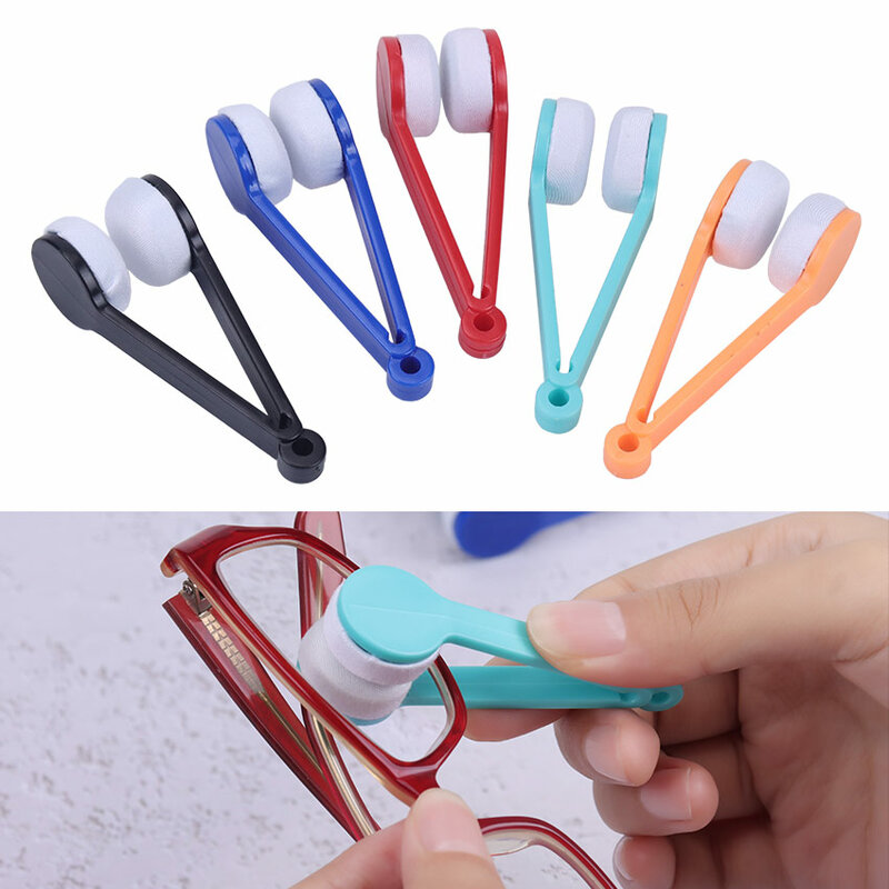 2PCS Portable Multifunctional Glasses Cleaning Rub Eyeglass Sunglasses Microfiber Cleaner Brushes Spectacles Clips