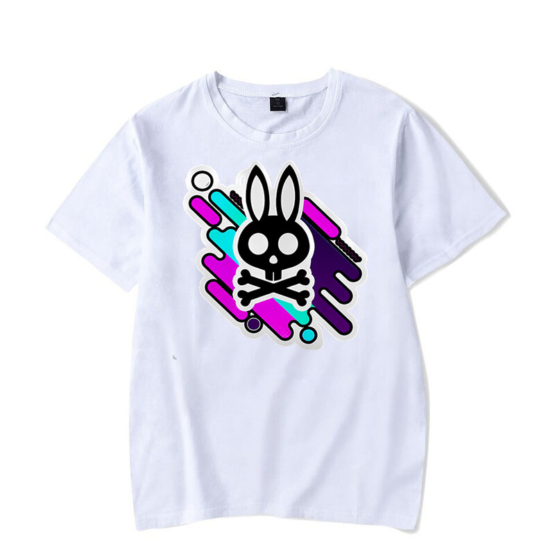 T-shirt imprimé tête de mort et lapin pour homme, streetwear, hip hop, amusant, en coton, Y-Harajuku