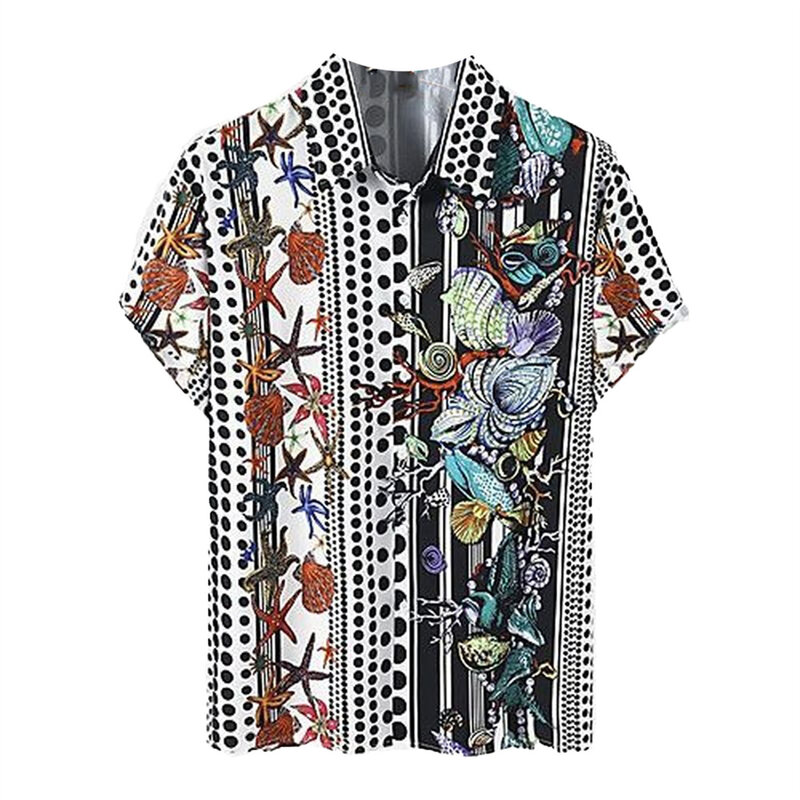 프린트 하와이안 셔츠 반팔 디지털 프린팅 탑 남성용, 여름 레저 인기 판매