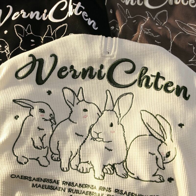 Milk rabbit ricamato waffle POLO collar maglione donna 2022 inizio autunno sottile versione coreana sciolto tutto-fiammifero top trendy y2k