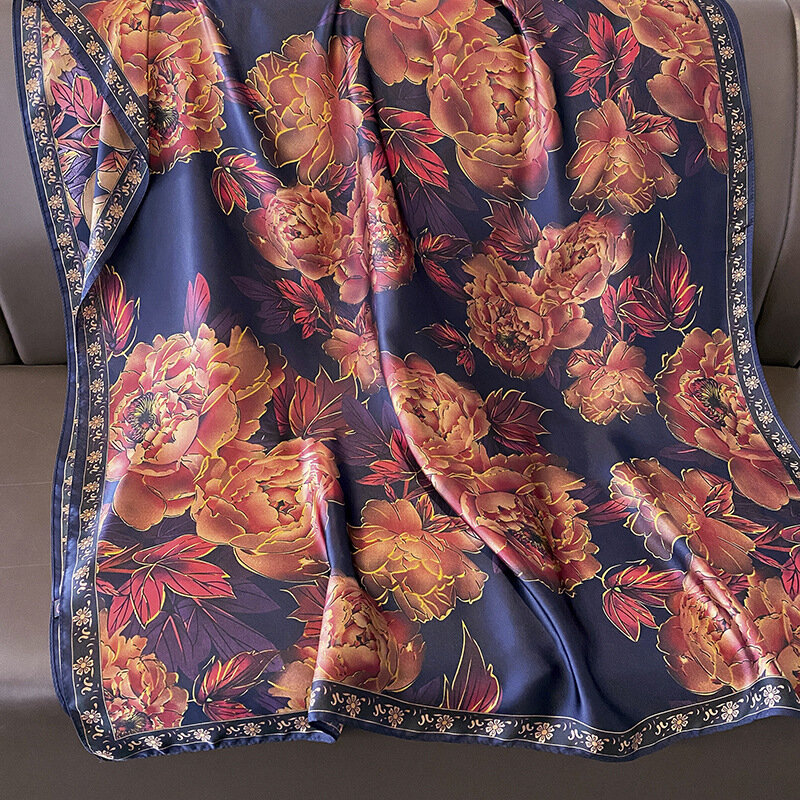 Bufandas de seda de marca de lujo para mujer, chal suave de diseño europeo, bandana de playa, silenciador de pareo, 180x90cm