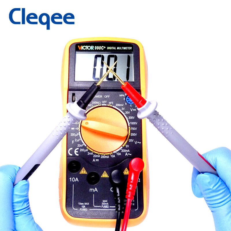 Cleqee 1506 Alat Uji Multimeter Probe Leads 4Mm Colokan Pisang Ke 1Mm Kabel Kawat Tes Jarum Tajam untuk Pengujian Listrik 1000V 10A