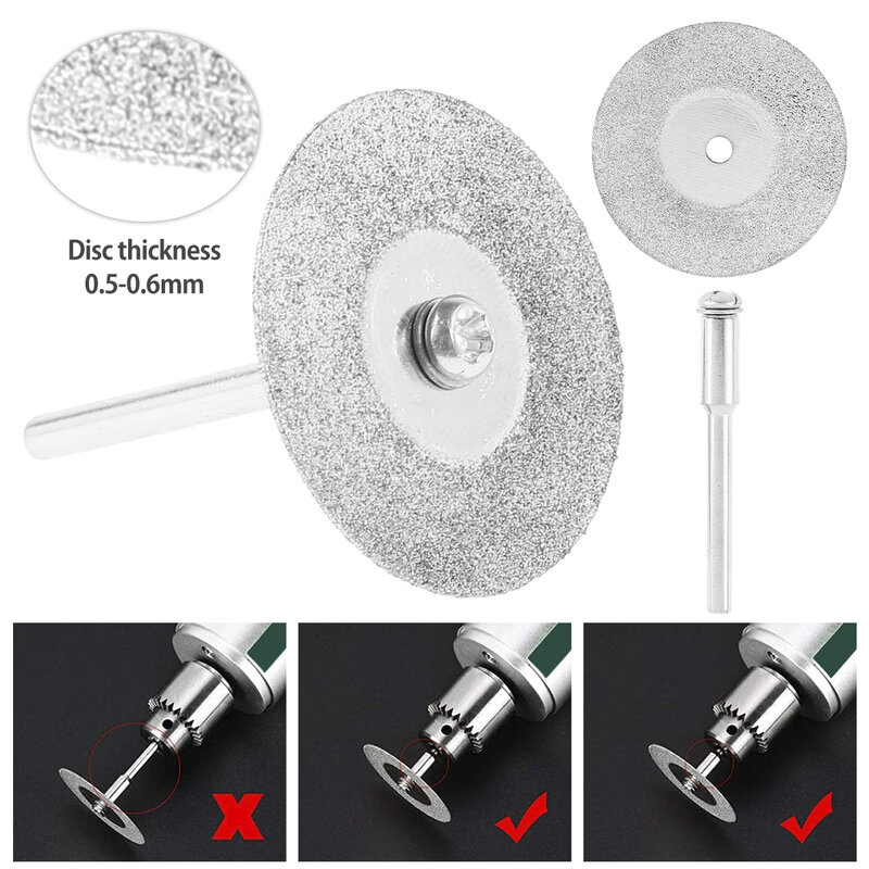 10 pçs disco de moagem diamante rebolo viu disco de corte circular com 2 peças hastes dremel ferramenta rotativa discos diamante acessórios