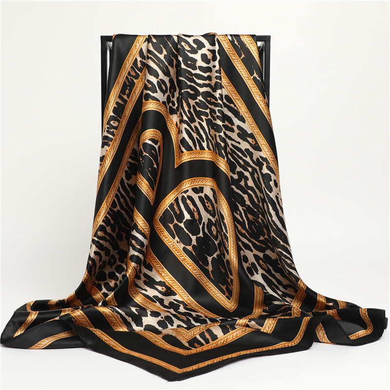 Luxus Marke Satin Seide Platz Schal für Frauen Design Hijab Stirnband Tasche Wrap Schals Bandana Weibliche Haar Krawatte Band Turban foulard