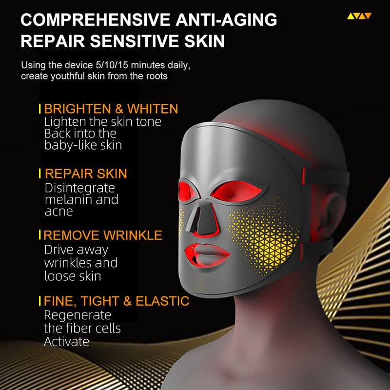2023 la più recente maschera facciale a LED 3 colori maschera viso Anti età per terapia della luce con luce a LED bellezza salute cura della pelle Dropshipping