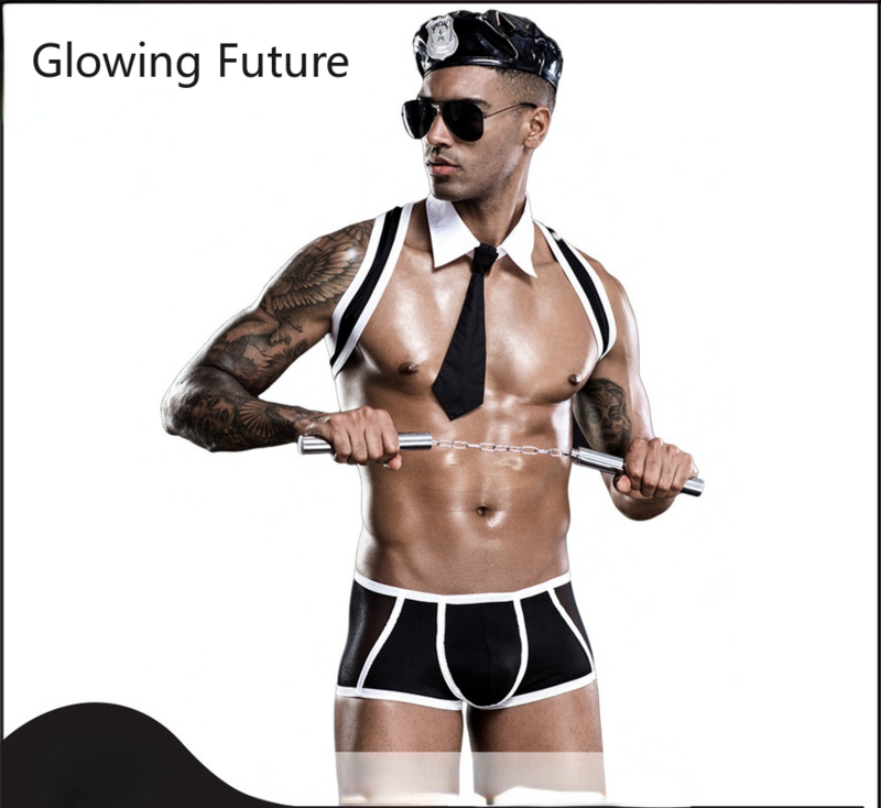 Sexy Men Erotic Lingerie Slutty European Clothes Nightclub Gay Sex Uniform Cosplay Fantasy Porn Costume Instructor Police Set