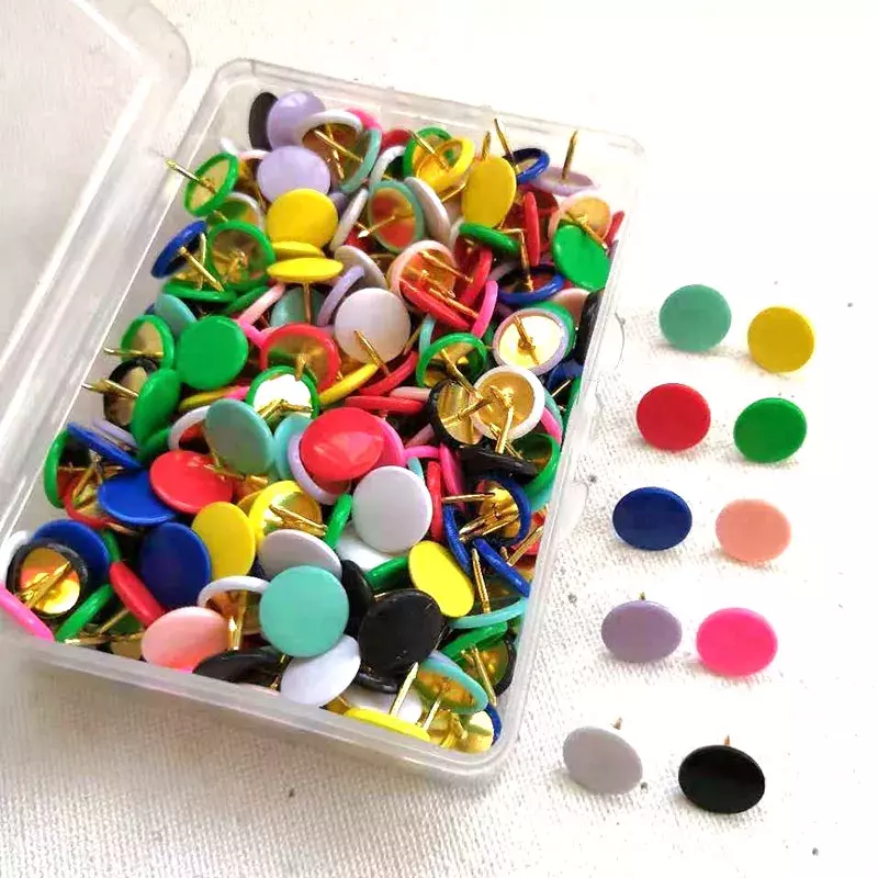 Metal colorido polegar tachas empurrar pinos botões de papelaria papel mapa cortiça placa thumbtacks pushpins material escolar escritório 100 pçs