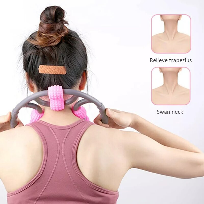 U Shape Yoga Massage Roller 8 Wheels Trigger Point for Arm Leg Neck Muscle Body Fatigue Lifted Tool Health Therapy Care Stress