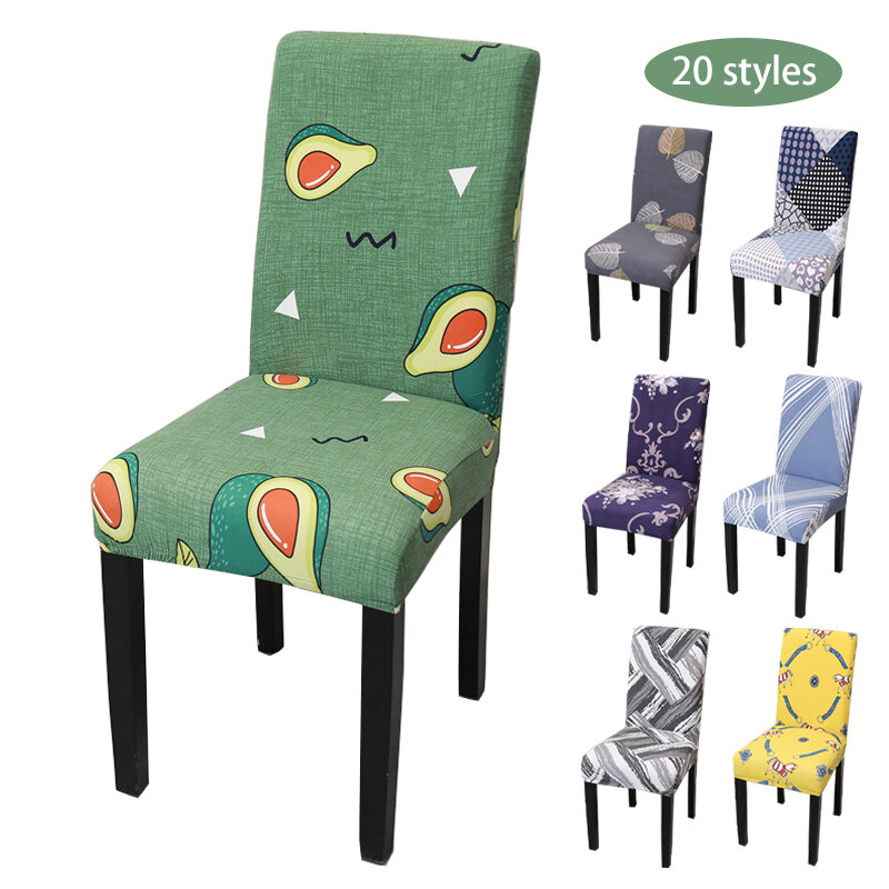 Новый Стильный Эластичный чехол на стул для столовой, дома и офиса, эластичные чехлы на стулья из спандекса с принтом, съемный чехол для стул...