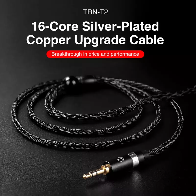 TRN T2 s 16 Core Silver Plated HIFI Upgrade Cable 3.5mm Plug 0.75mm Connector For TRN VX BA5 M10 BA8 KZ ZS10 PRO ZSN ZSX CCA C12