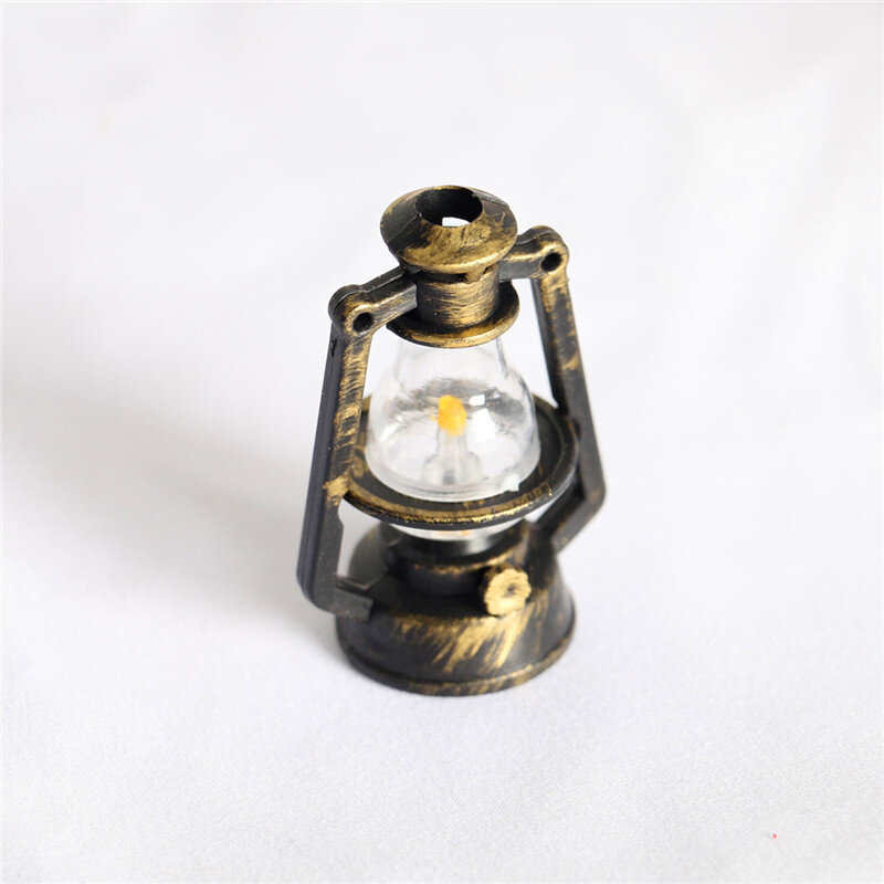 Minilinterna de queroseno a escala de 37x54mm, decoración de casa de muñecas, adornos de lámpara de aceite en miniatura, accesorios de jardín de hadas, decoración del hogar