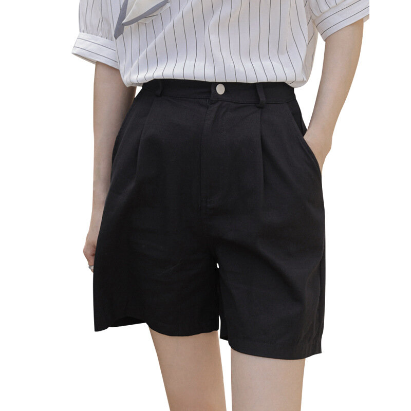Женские свободные брюки в Корейском стиле, повседневные Прямые универсальные брюки с высокой талией и широкими штанинами, модель Лето 2022