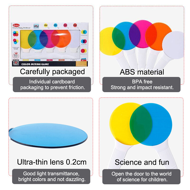 Mainan permainan pencampur warna Filter warna tiga warna utama cahaya alat eksperimen sains optik mainan anak