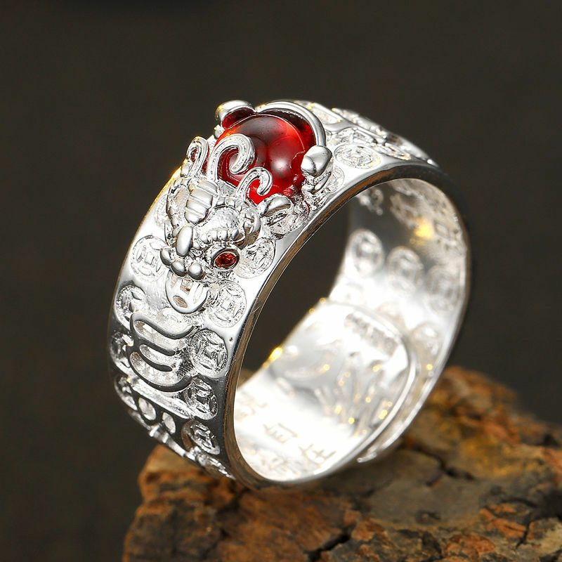Новое ретро-кольцо Pixiu в виде сердца для мужчин и женщин, модное кольцо с мантрой и шестью символами, ювелирные аксессуары