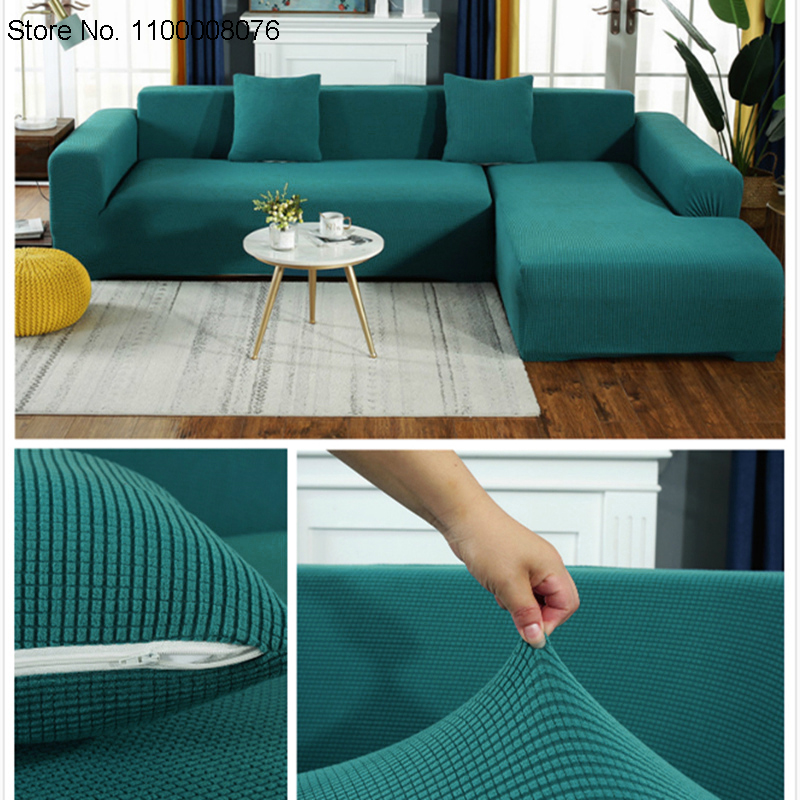 Capa de sofá em forma de l velo polar tecido secional sofá de pelúcia cobre barato all-incluem sofá slipcovers anti-pet capa de sofá