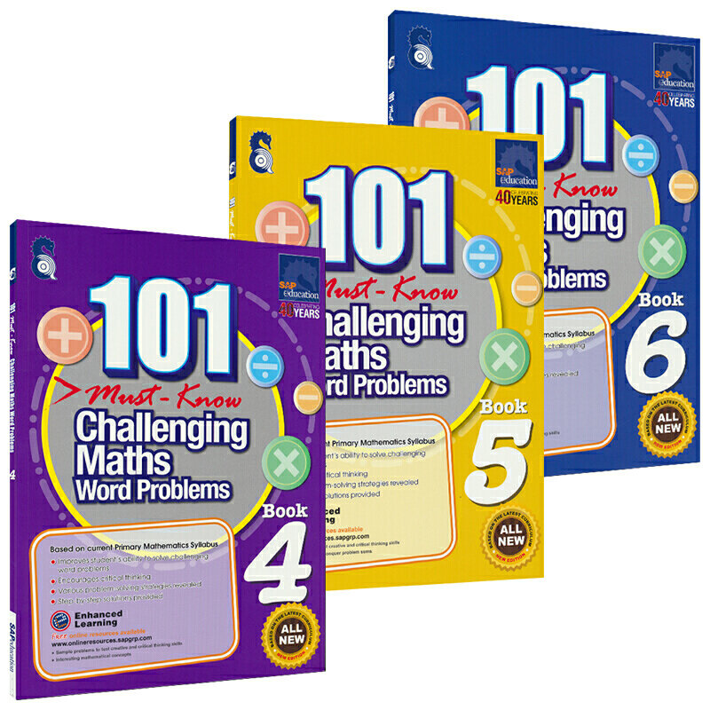 6 livros/conjunto sap 101 desafiador matemática problemas da palavra livros cingapura escola primária grau 1-6 matemática prática educação precoce livro