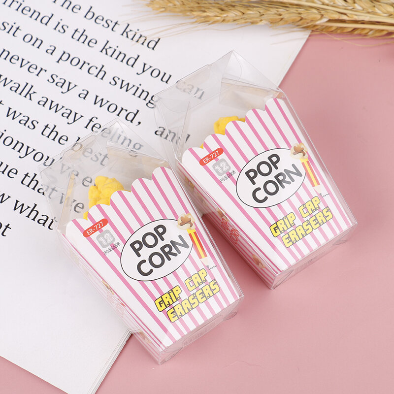 1 Pack Novelty Cartoon Popcorn Pencil Eraser Stationery Kids School Supplies Eraser For Girls Student Prizes
