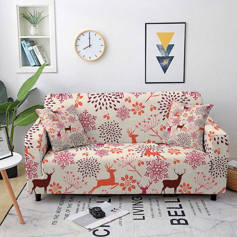 Geometric Elastic Sofa Covers for Living Room Deer Mandala Print Stretch Slipcovers Couch Corner Sofa Cover Christmas Decor