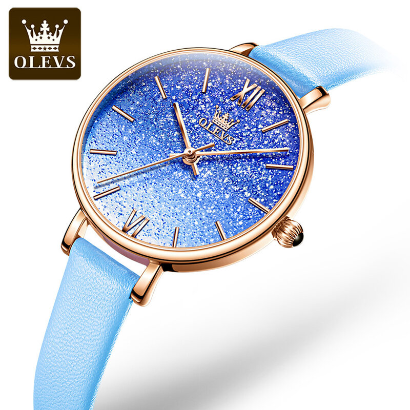 OLEVS Corium ремешок водонепроницаемые часы для женщин кварцевые высококачественные модные женские наручные часы