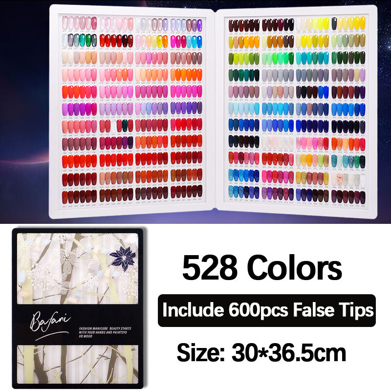 400/528/120 Colors Nail Display Book Leather Acrylic Cover Gel Polish Display Chart Color Card with False Tips Showing Shelf