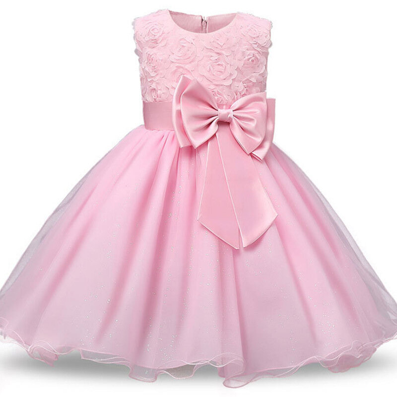 Элегантное бальное платье принцессы длиной до колена с цветочным принтом, детские платья с бантом и цветами для девочек, бальное платье для ...