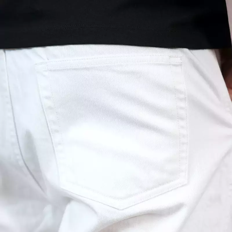 2022 lato nowy Oversize białe spodenki jeansowe mężczyźni wielu kieszenie wygodne szorty 100% dżinsy bawełniane ubranie Plus Size