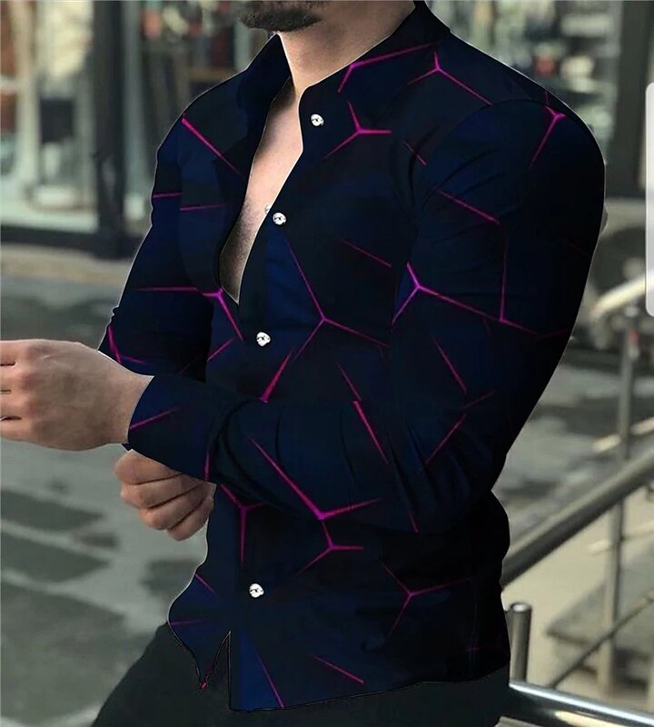 Мужская однобортная рубашка с отложным воротником, белая деловая формальная рубашка с принтом, весна-осень 2019