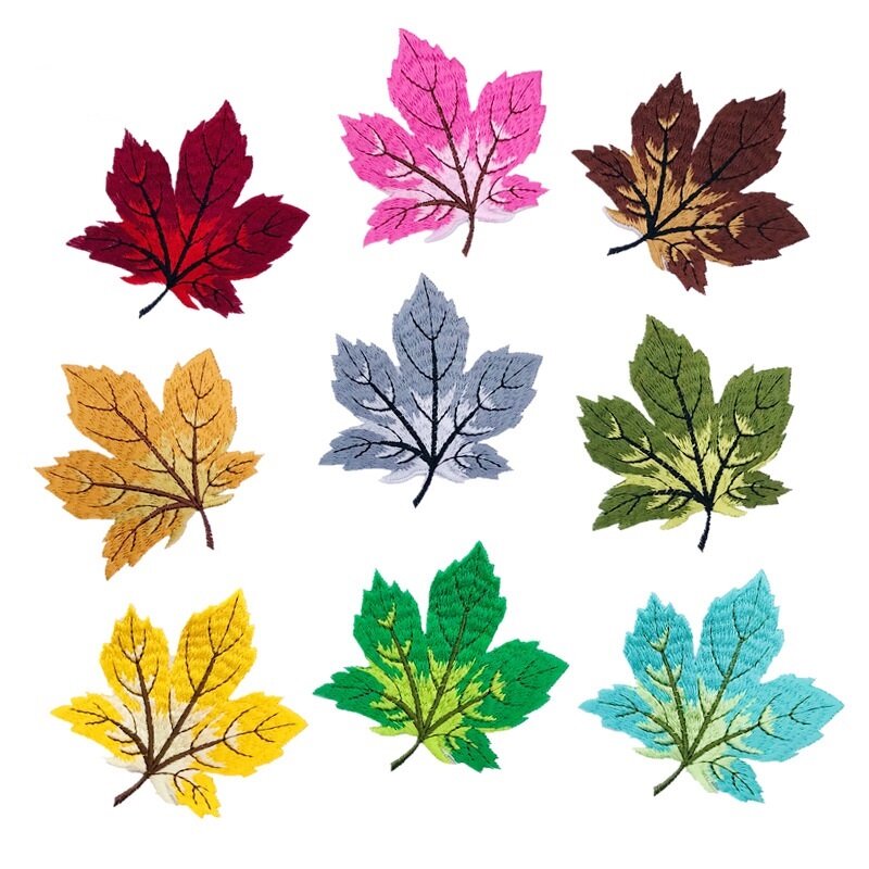 9Pcs Maple leaf Series For Clothes DIY Iron on Embroidered Patches For Hat Jeans Sticker Sew-on Patch Applique Badge Decor