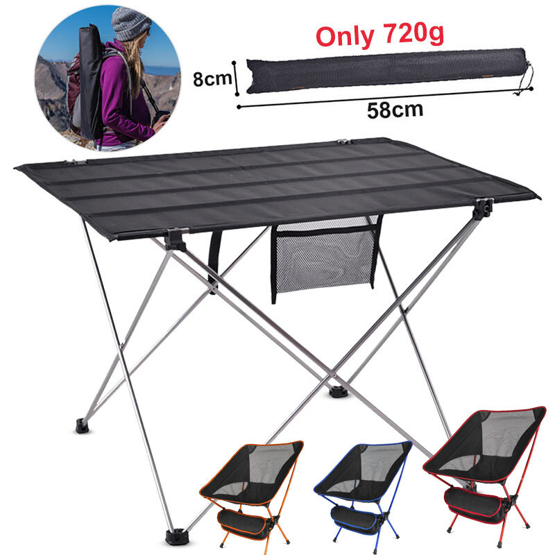 Table pliante portable pour camping en plein air, lit d'ordinateur, chaise ultralégère, randonnée, escalade, pique-nique