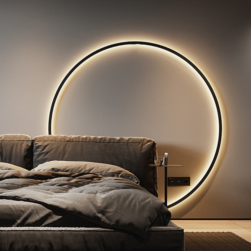 Lampu Dekorasi Latar Belakang Lingkaran Sederhana Lampu Dinding LED Modern Baru Lampu Ruang Tamu Kamar Tidur Lorong Samping Tempat Tidur Lampu Malam