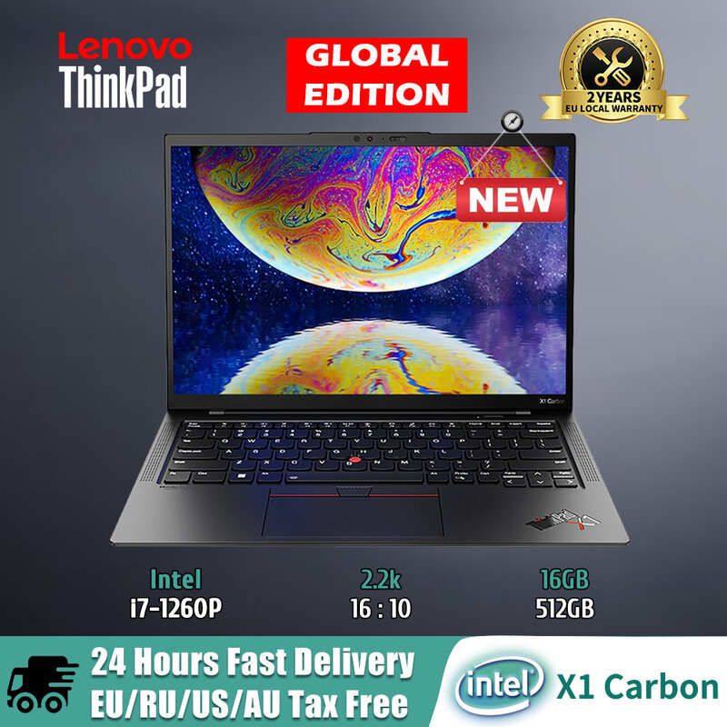 Lenovo ThinkPad X1คาร์บอน2022 I7-1260P Intel Xe GPU 16GB RAM 512GB/1TB/2TB SSD 2022 14.0นิ้ว2.2K IPS โน้ตบุ๊ค Ultrabook PC