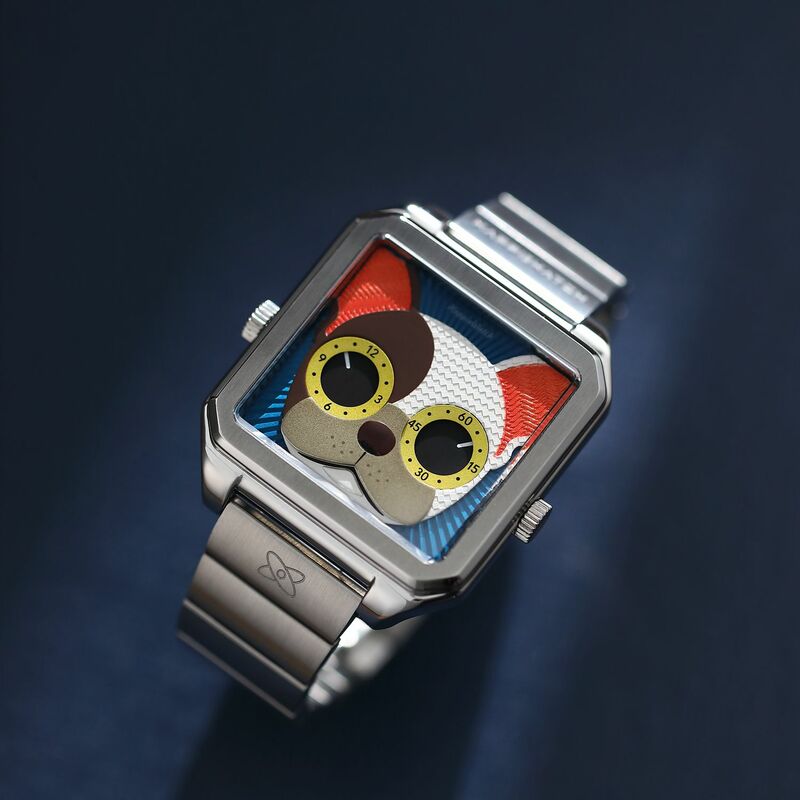 HappieWatch แบบ Dual ญี่ปุ่น Quartz นาฬิกา3D Embossed Dial Sapphire คริสตัลนาฬิกาข้อมือสองสายรัด (ของขวัญ: สายซิลิโคน)