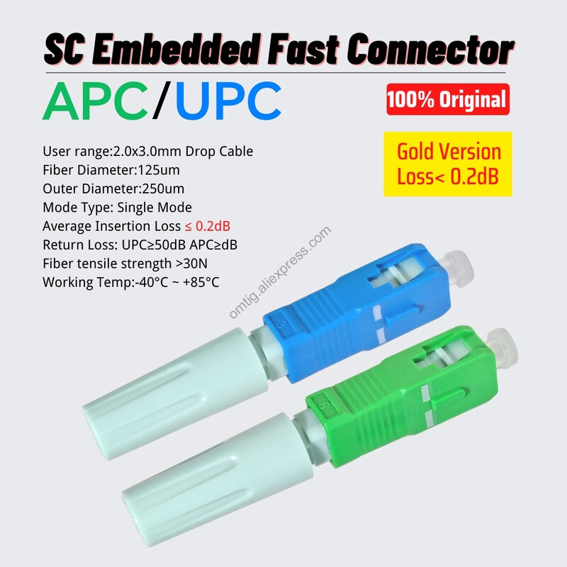 OMTiG-conector óptico de modo único SC UPC SM, herramienta FTTH, conector en frío, conector rápido de fibra óptica SC APC