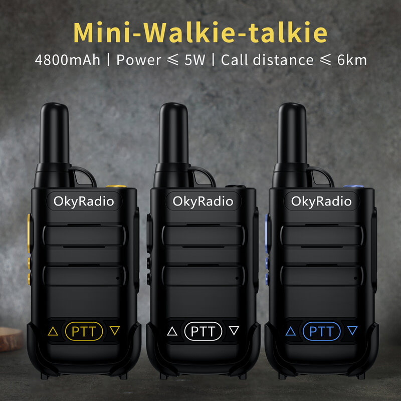 OkyRadio-Walkie Talkie portátil impermeable, 4800mah, 5w, distancia de habla de 6km, adecuado para el sitio de construcción al aire libre, gran oferta