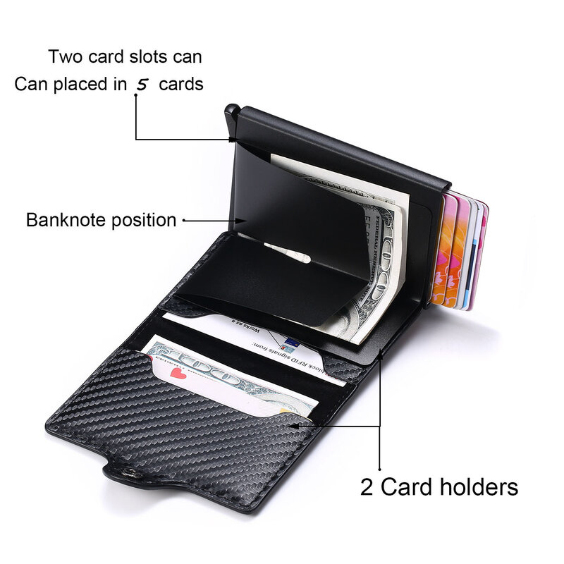 男性用クレジットカードホルダー,RFID防止カードホルダー,魔法の革,薄い,小さな財布,ケース