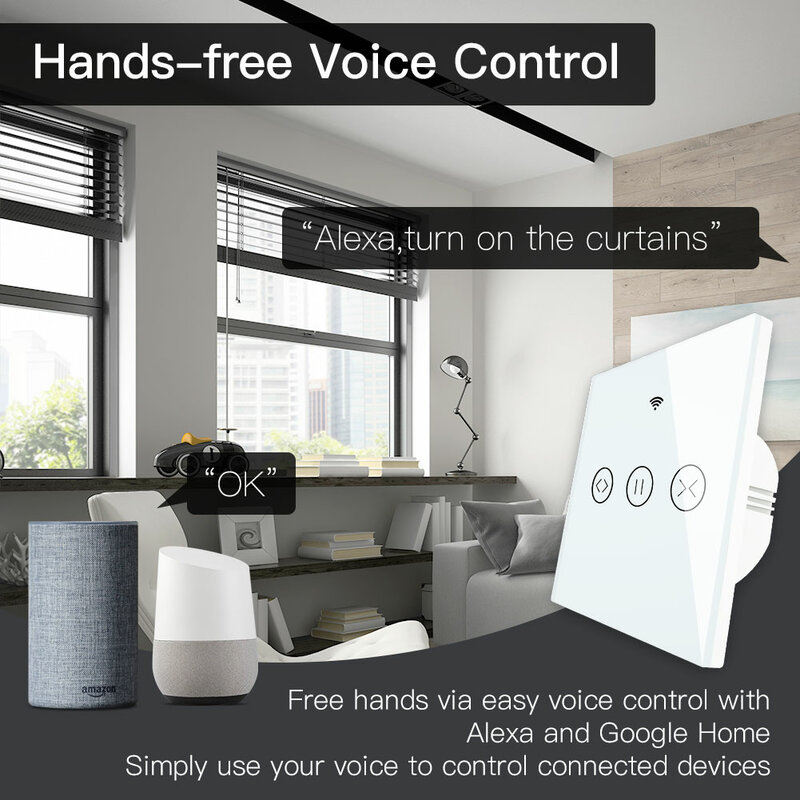 WiFi RF433สมาร์ทTouchผ้าม่านลูกกลิ้งผ้าม่านสวิทช์มอเตอร์Tuya Smart Life Appรีโมทคอนโทรลทำงานร่วมกับAlexa Google Home