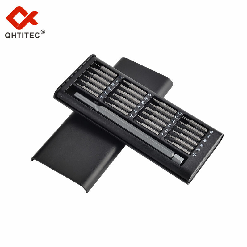 QHTITEC 24 IN 1 Kit Set Obeng Bit Magnetik Presisi DIY Alat Mini Driver Sekrup Dapat Dilepas Perbaikan Ponsel PC Rumah