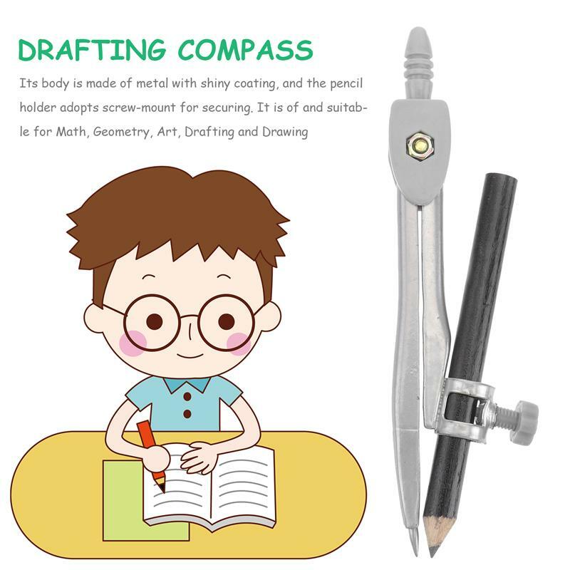 Professional Compass for Geometry Precision Compass with Pencil Holder for Math Drafting