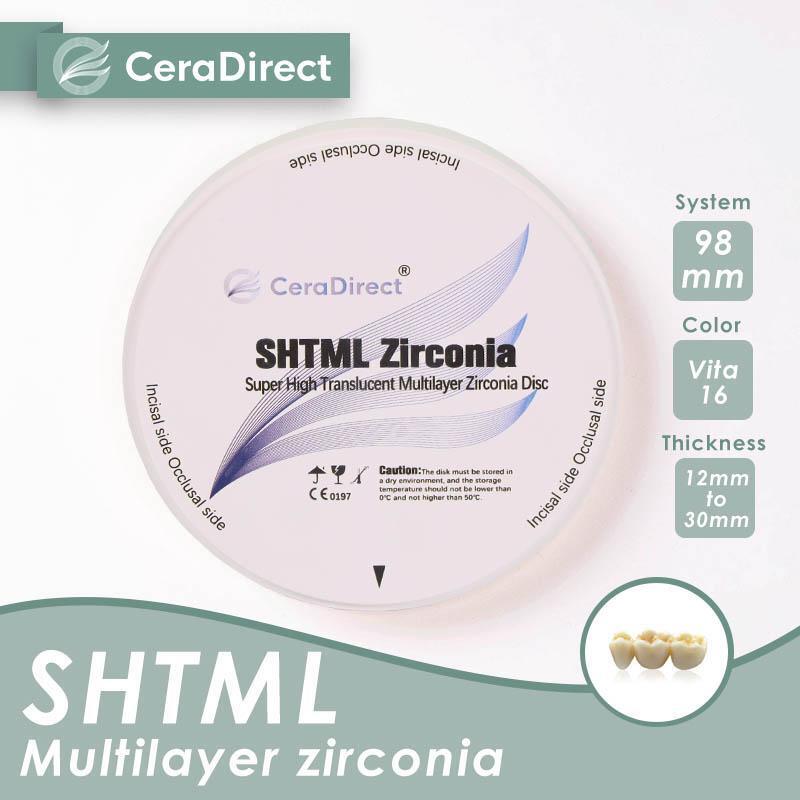 Cerafdirect SHT-ML sistema aberto multicamadas da zircônia (98mm)-- para o cad/cam do laboratório dental