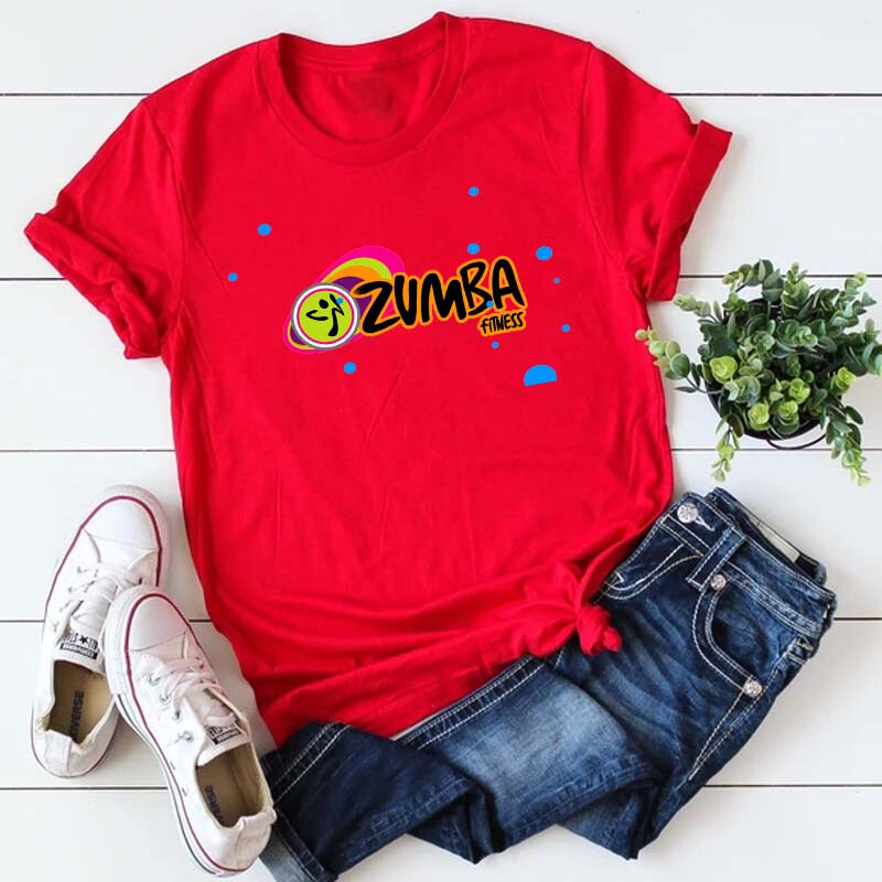Fashion Zumba Dance Funny Print T Shirt Top Women Summer Fashion Harajuku Tshirt Tops Base O-neck White Tee short Woman T-shirts