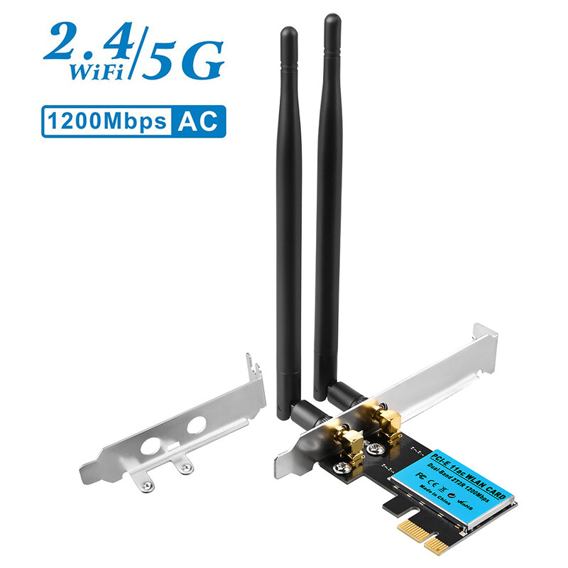 ثنائي النطاق 1200Mbps PCIe لاسلكي واي فاي محول بطاقة الشبكة 2.4G/5Ghz واي فاي بطاقة الشبكة اللاسلكية لأجهزة الكمبيوتر المحمول