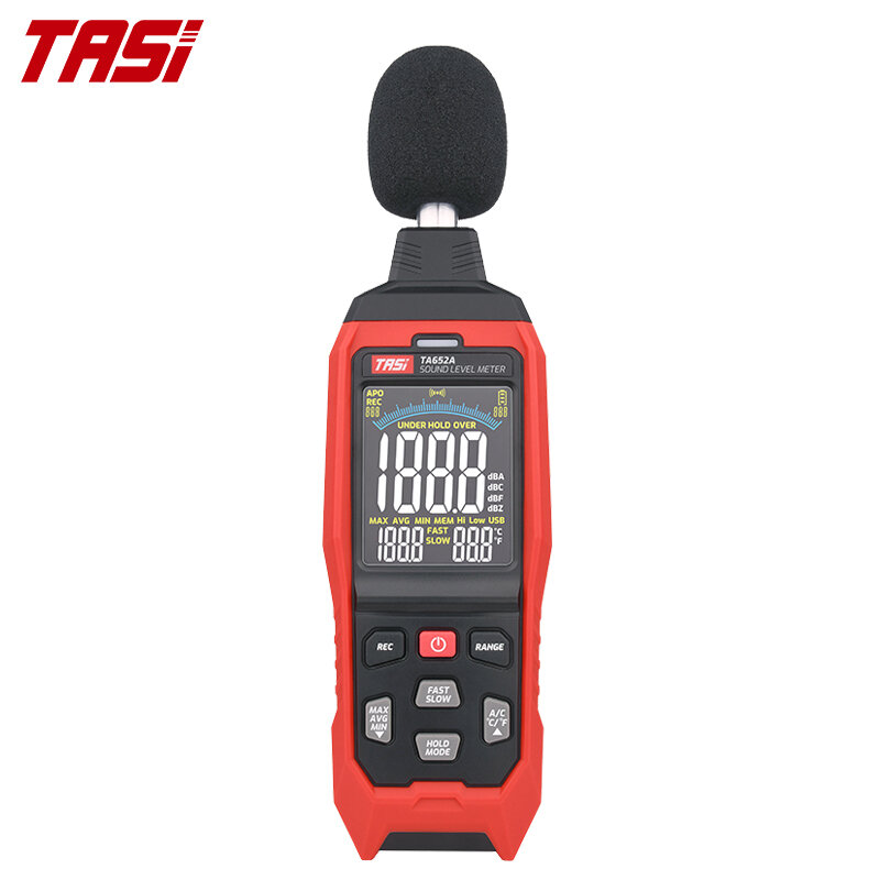 TASI TA652B 디지털 사운드 레벨 미터 로거 30-130dB 소음 측정기 db 미터, USB 데이터 연결 기능 포함