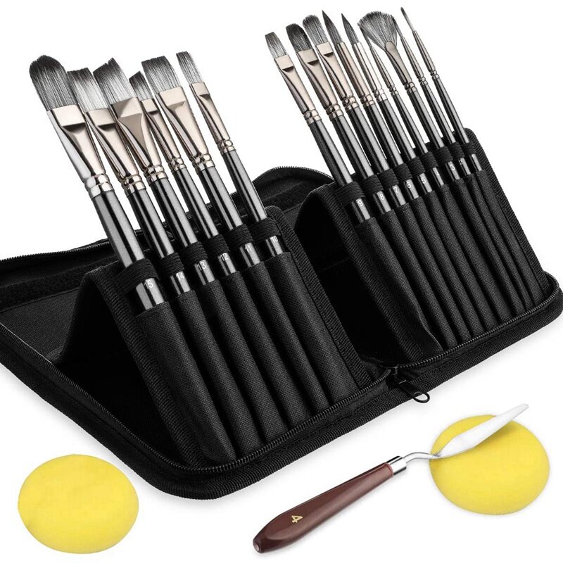 15PCS Acrylic Paint Brushes Set, Acrylic, Watercolor And Gouache Painting Brushes Foramatures And Professional Painter