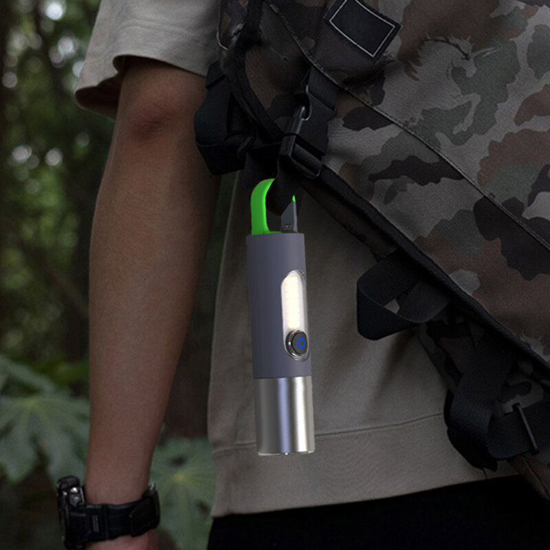 Xhp50 luz forte lanterna de acampamento multi-função chaveiro luz usb de carregamento ao ar livre luz de emergência embutido 18650 bateria
