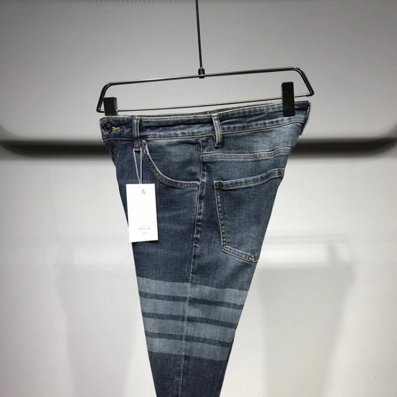 TB THOM Newest Jeans 2022  Fashion Single Breasted Chains Four Seasons High Waist Pencil Denim Jeans Luxury Brand TB Pants