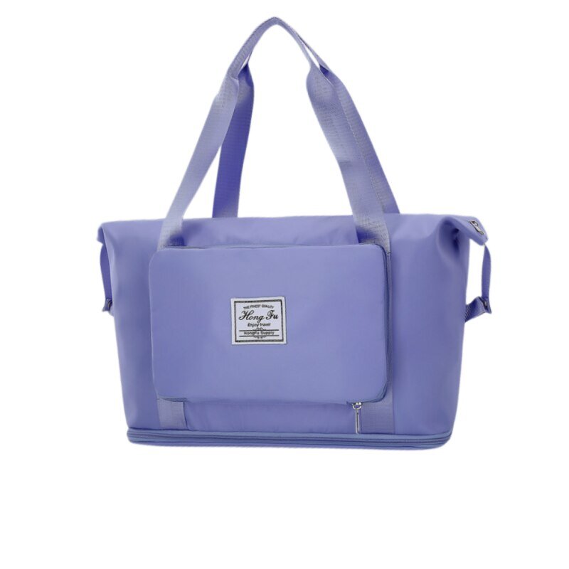 Tas pinggang kebugaran wanita, koper ukuran sedang dapat dilipat jarak pendek portabel kapasitas besar penyimpanan ibu hamil tas Duffel kebugaran