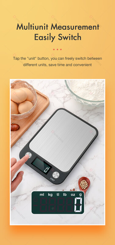 10Kg x 1g 주방 저울 스테인레스 스틸 음식 다이어트 우편 저울 측정 LCD 정밀 전자 저울