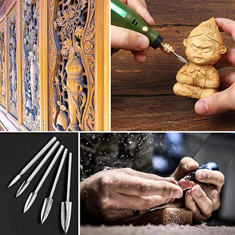 Gereedschap Slijpen Gereedschap Haakse Slijper Boor Bits Houtsnijwerk Bits Hoge Snelheid Staal Carving Bits 5 Stuk Elektrische Carving mes