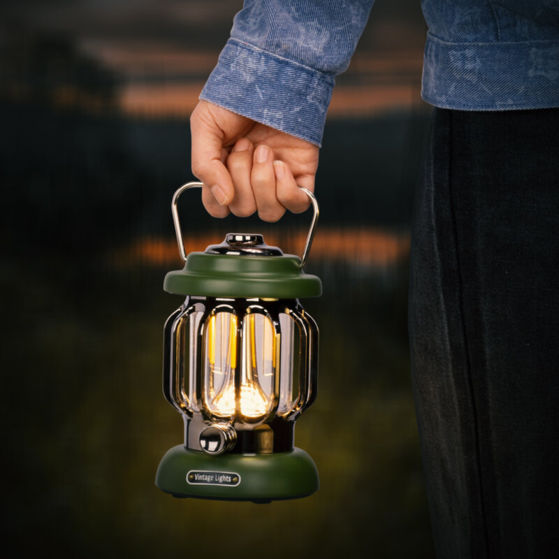 Retro Portable Garden Lantern 5000mAh Outdoor Kerosene Lamp 3 Lighting Modes Tent Camping Light for Hiking Climbing Yard