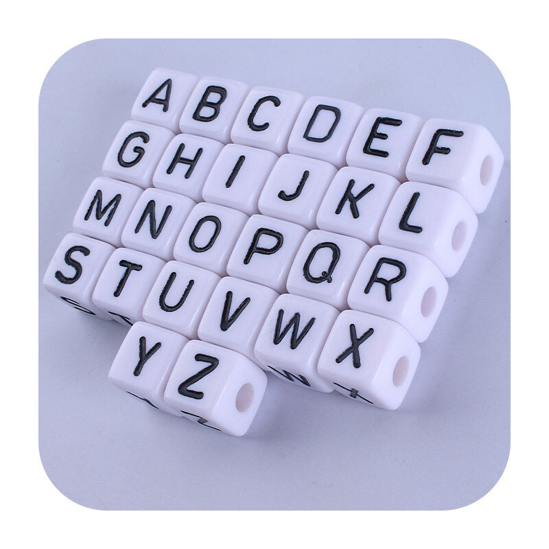 10Pcs 10MM Silikon Perlen Buchstaben Englisch Alphabet DIY Baby Personalisierte Schnuller Kette mit Name Beruhigen Nippel Beißringe Spielzeug
